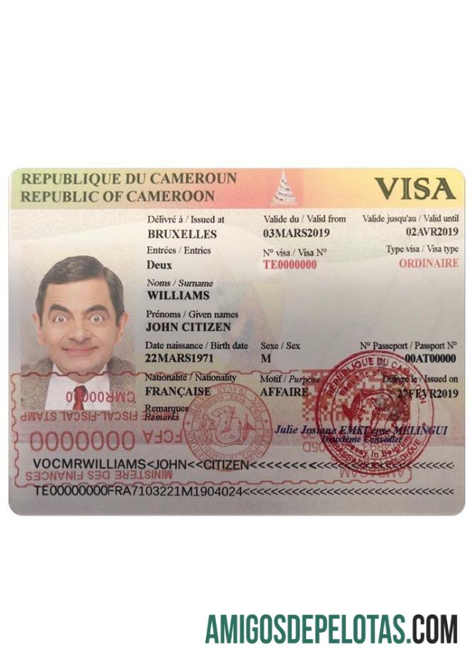 Visto para Camarões exemplo real